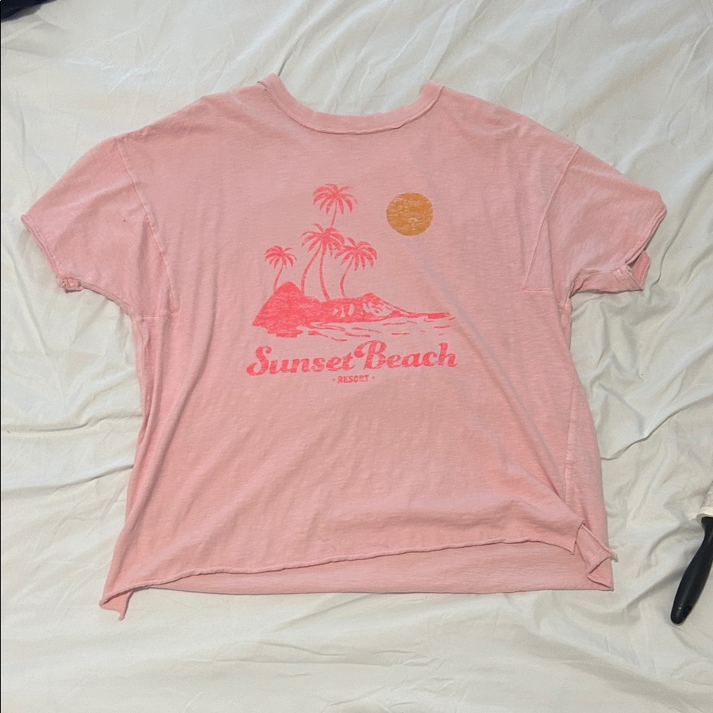 Aerie Pink Sunset Beach Oversized Tee